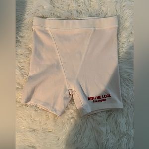 Wish Me Luck size medium white shorts, worn in photoshoot